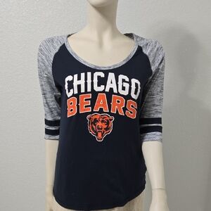 NFL Chicago Bears NFL Women's Emblem 3/4 Sleeve Tee - Navy and Gray